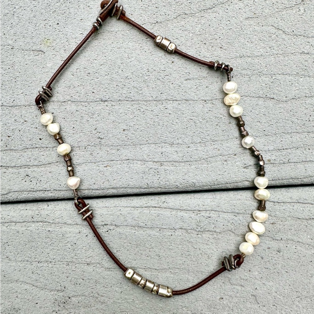 Silpada leather and pearl necklace